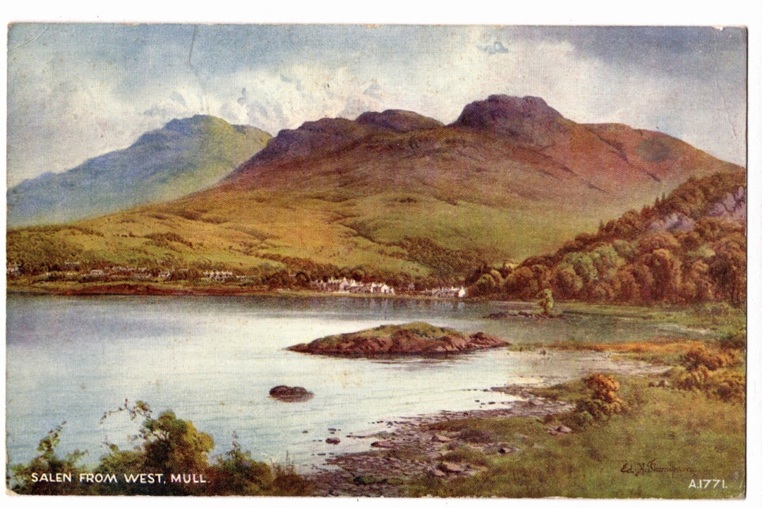 Salen From West Isle of Mull Scotland Vintage Postcard.