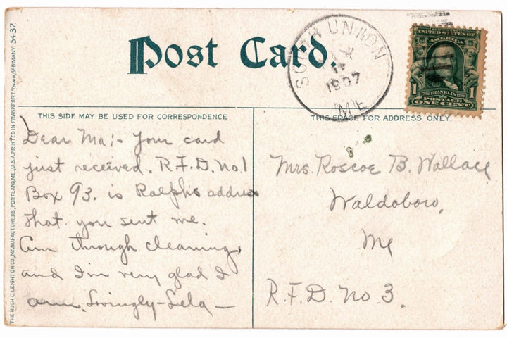 Back of a vintage postcard.