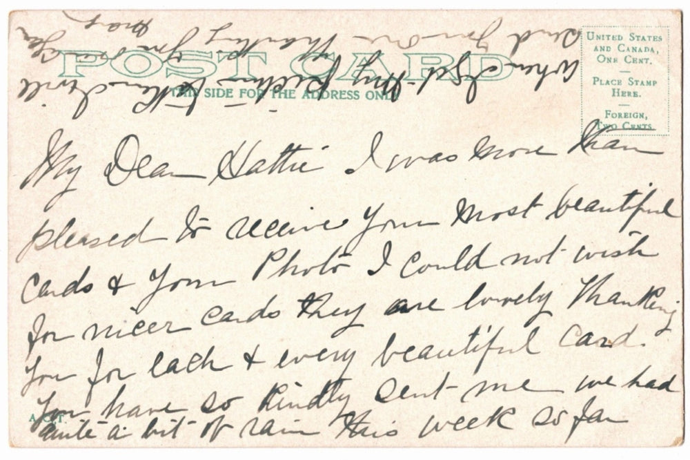 Back of a vintage postcard.