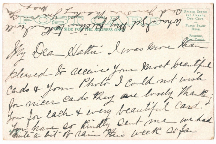 Back of a vintage postcard.