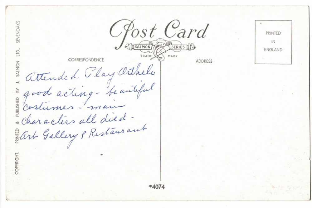 Back of a vintage postcard.