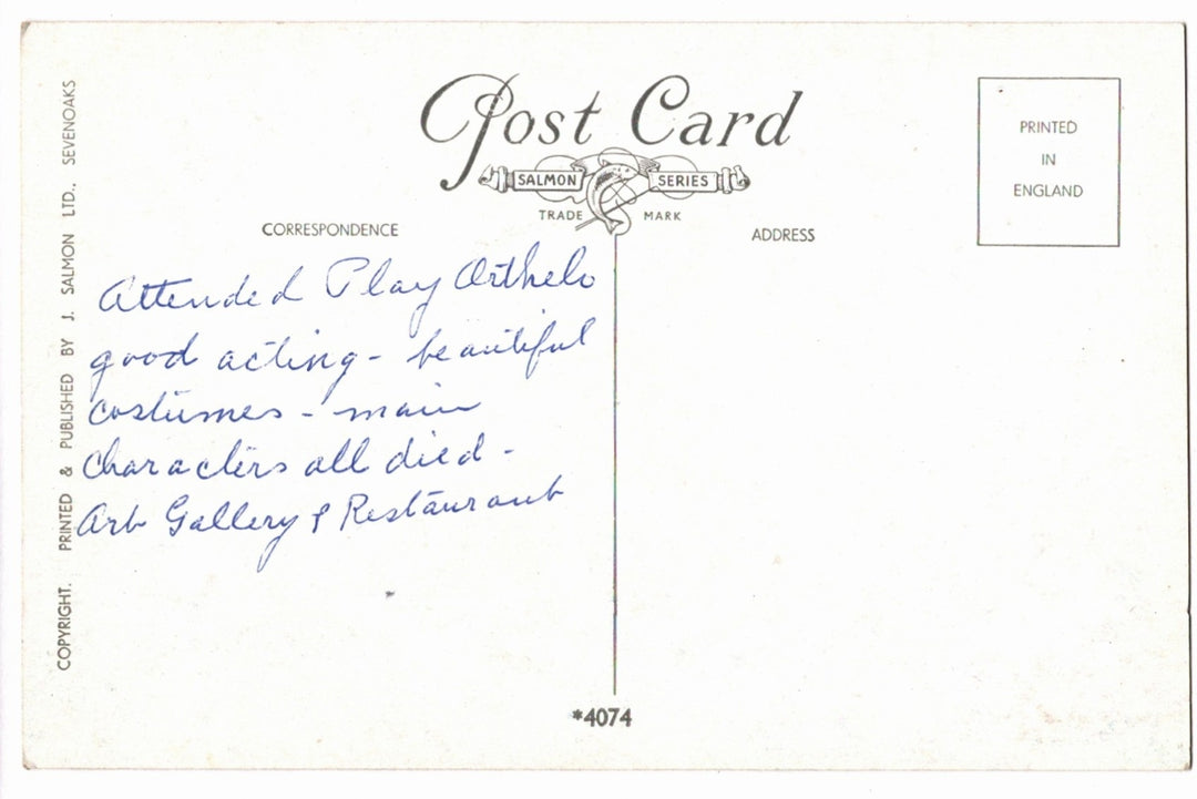 Back of a vintage postcard.