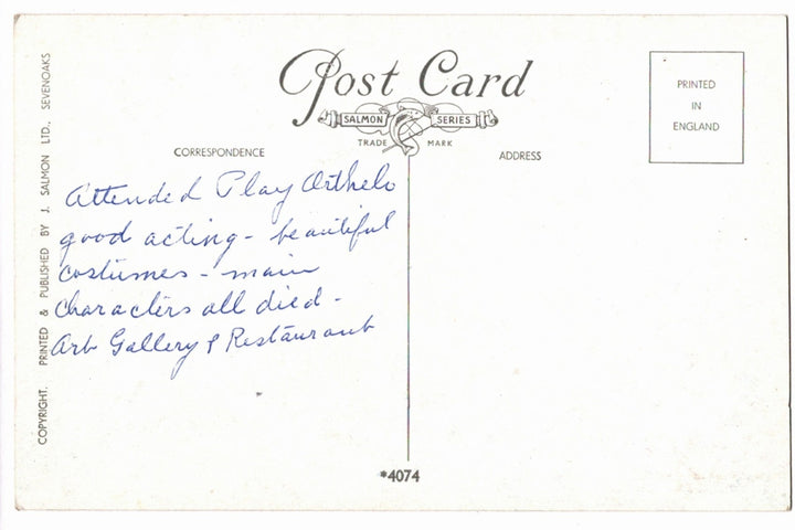 Back of a vintage postcard.