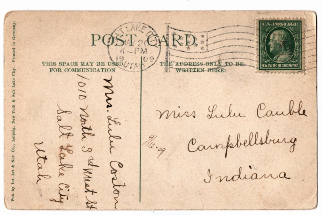 Back of a vintage postcard.