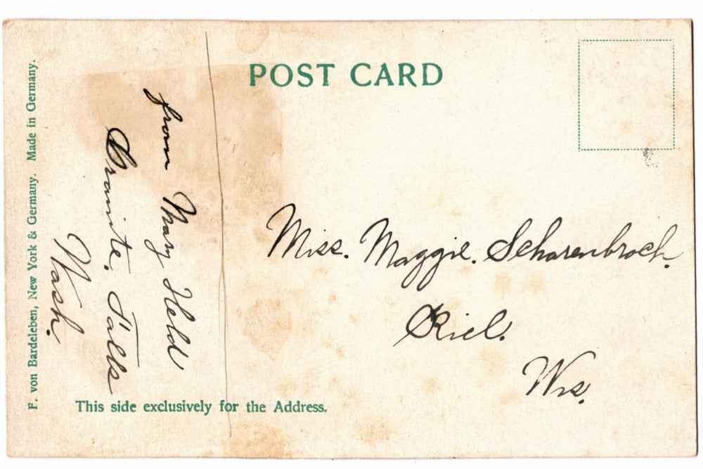 Back of a vintage postcard.