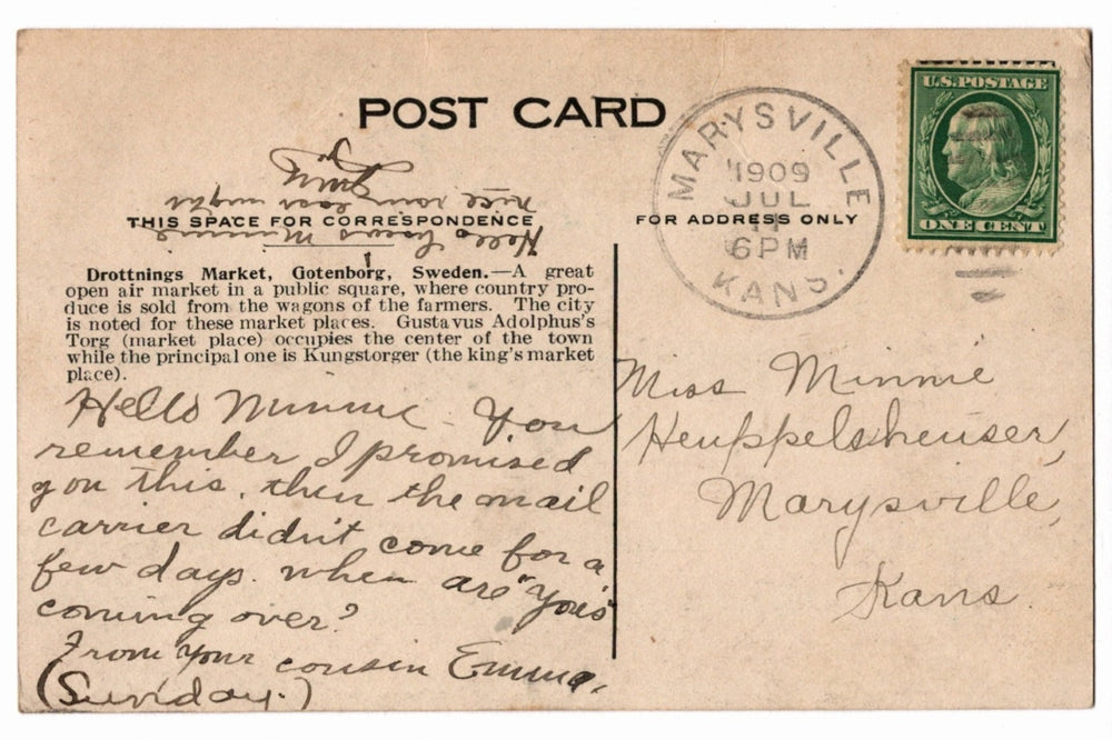 Back of a vintage postcard.