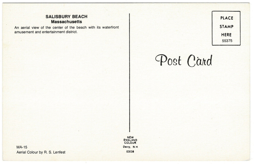 1960s Salisbury Beach Massachusetts Aerial View Vintage Postcard, back.