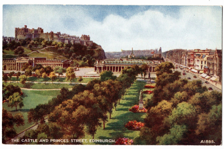  Edinburgh Castle and Princes Street Scotland Vintage Postcard.