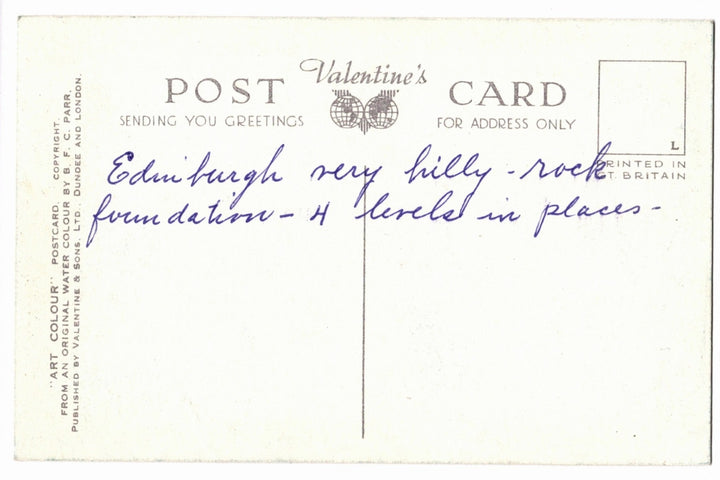 Back of a vintage postcard.