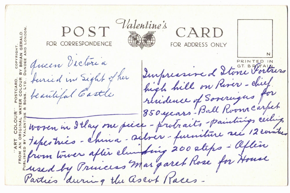 Back of a vintage postcard.