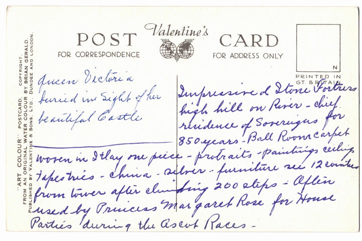 Back of a vintage postcard.
