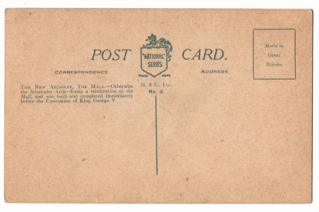 1912 Admiralty Arch at The Mall in London England Vintage Postcard