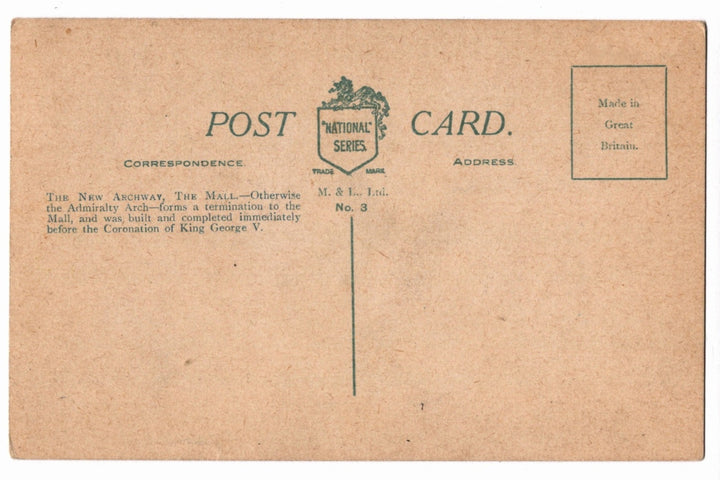 1912 Admiralty Arch at The Mall in London England Vintage Postcard