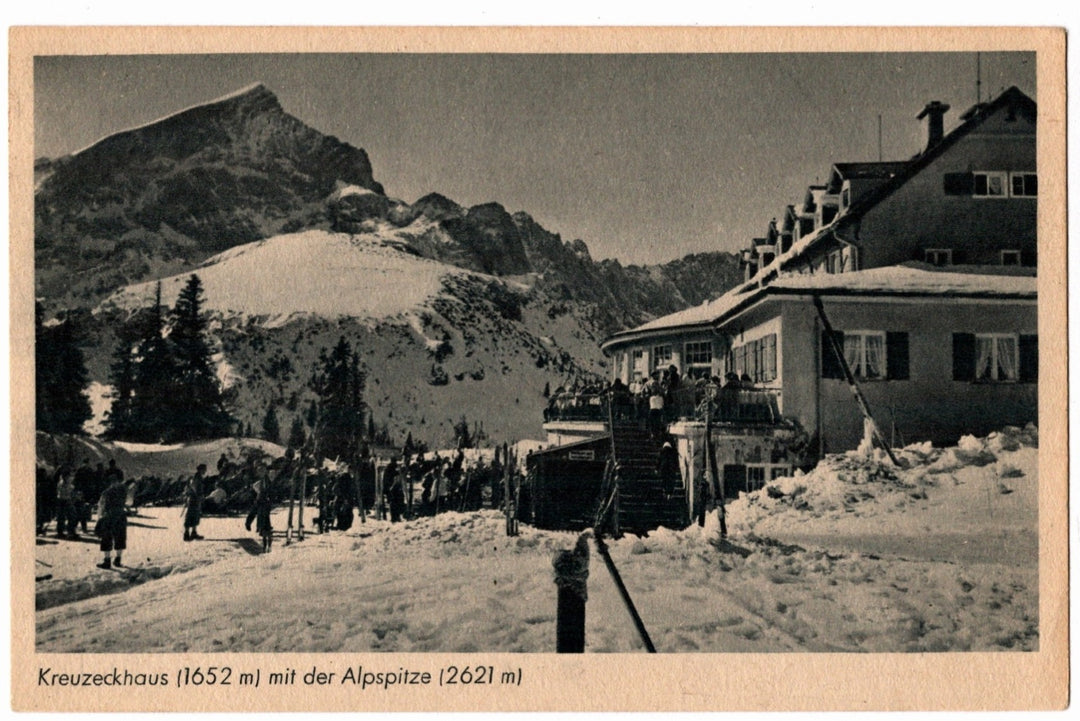 1940s Kreuzeckhaus & Alpspitze Germany Vintage Postcard, Garmisch-Partenkirchen.