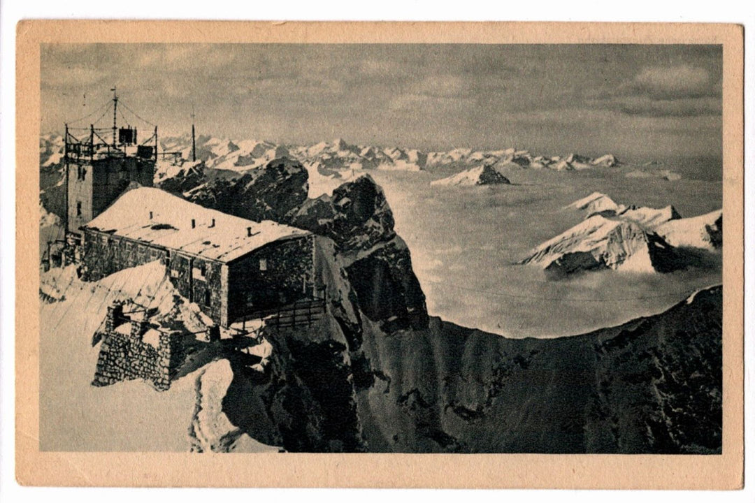 1940s Münchner Haus and Central Alps Germany Vintage Postcard, US Army Authorized.