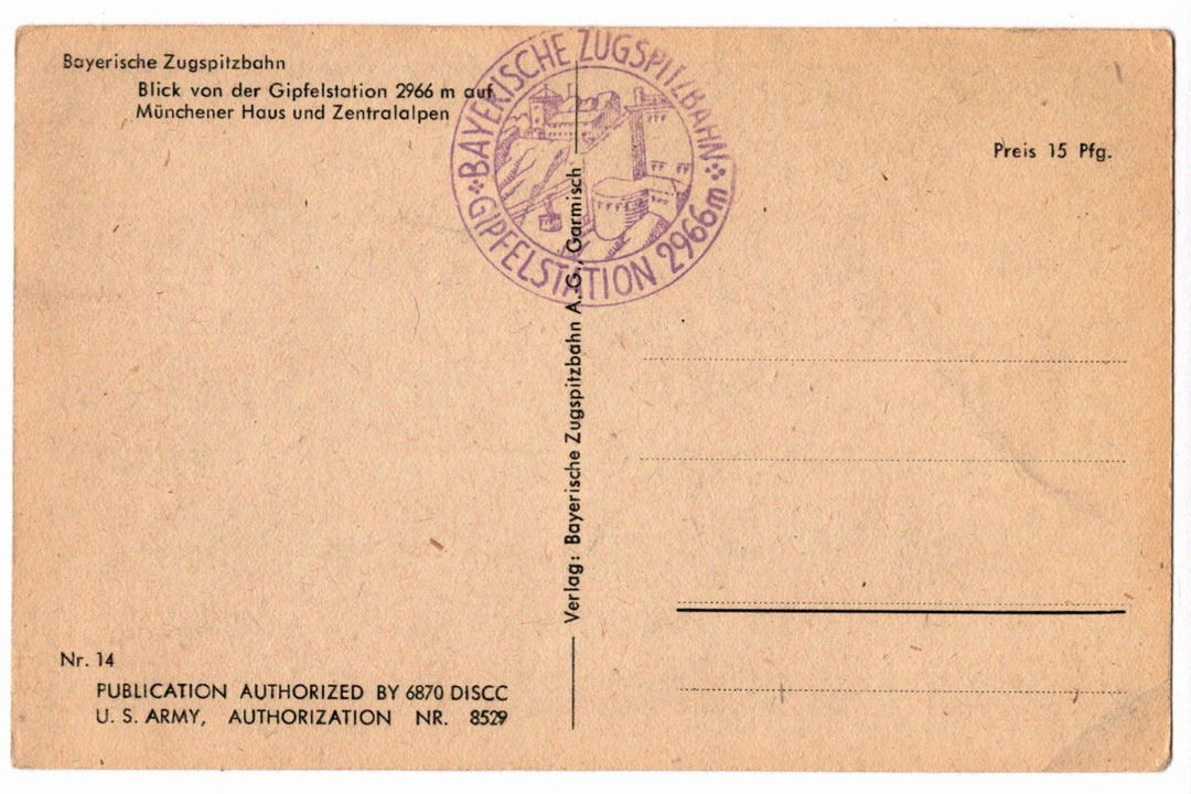 1940s Münchner Haus and Central Alps Germany Vintage Postcard, US Army Authorized
