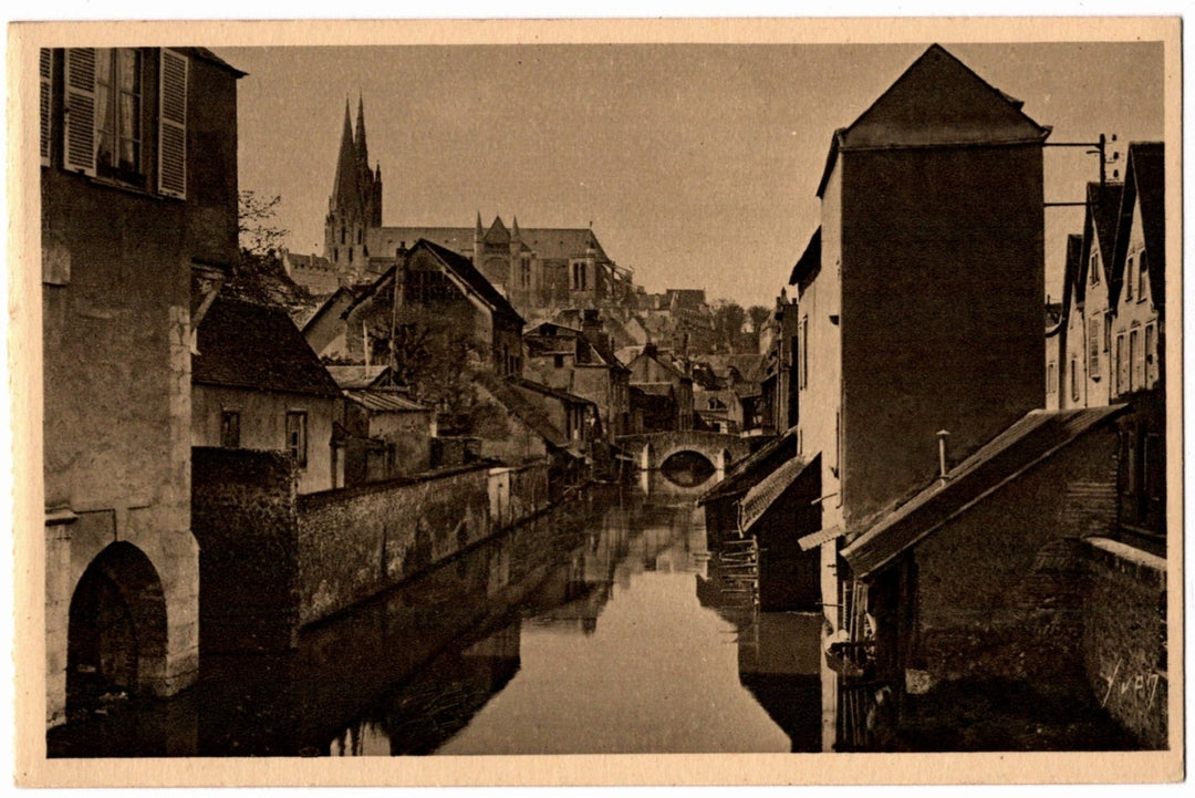 1920s Eure River, Pont Saint-Hilaire Chartres France Vintage Postcard.