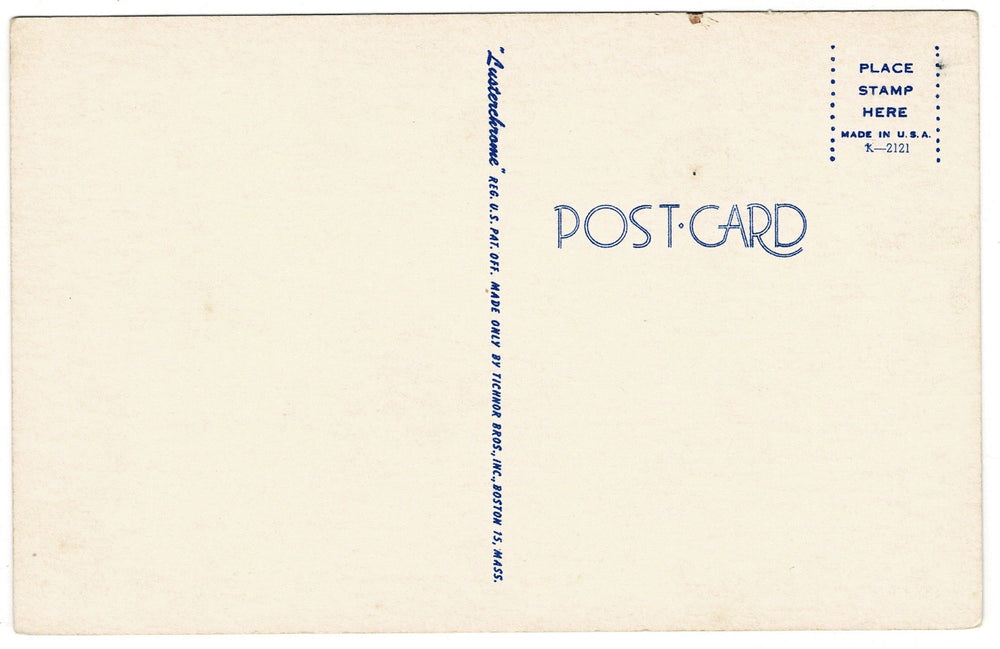 1950s Lake Lashaway East Brookfield Massachusetts Vintage Postcard, back.