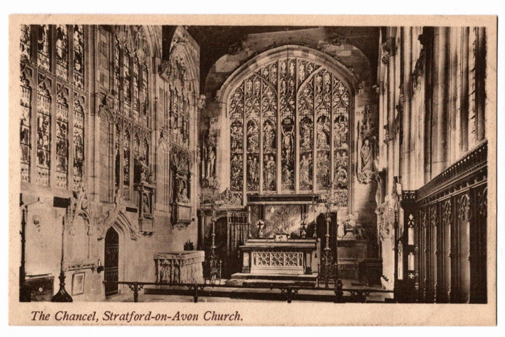 1910s Holy Trinity Church Chancel England Vintage Postcard, Stratford-upon-Avon
