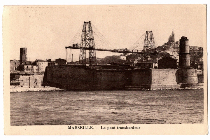 1920s Marseille Transporter Bridge France Vintage Postcard, Fort Saint-Jean