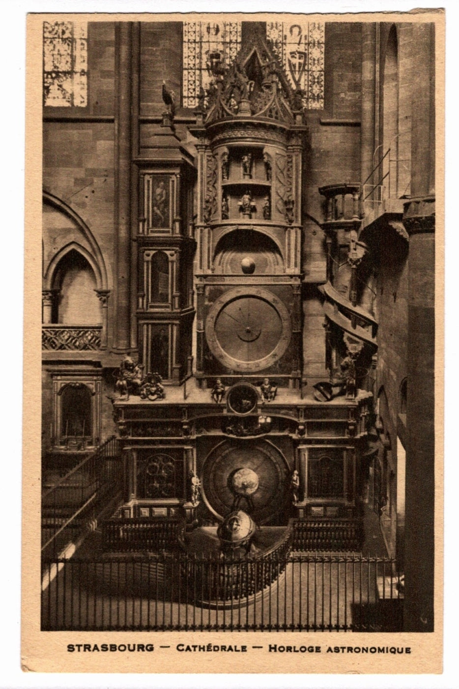  1920s Strasbourg Cathedral Astronomical Clock France Vintage Postcard.