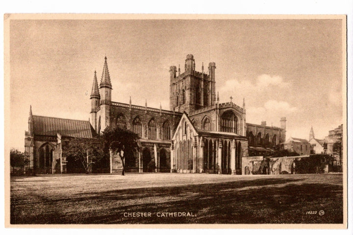 1920s Chester Cathedral North Side View England Vintage Postcard