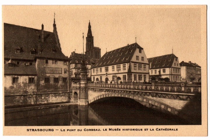 1920s Raven Bridge Strasbourg Cathedral France Vintage Postcard.