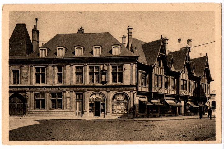 1920s Historic Houses, Biscuit Shop Reims France Vintage Postcard.