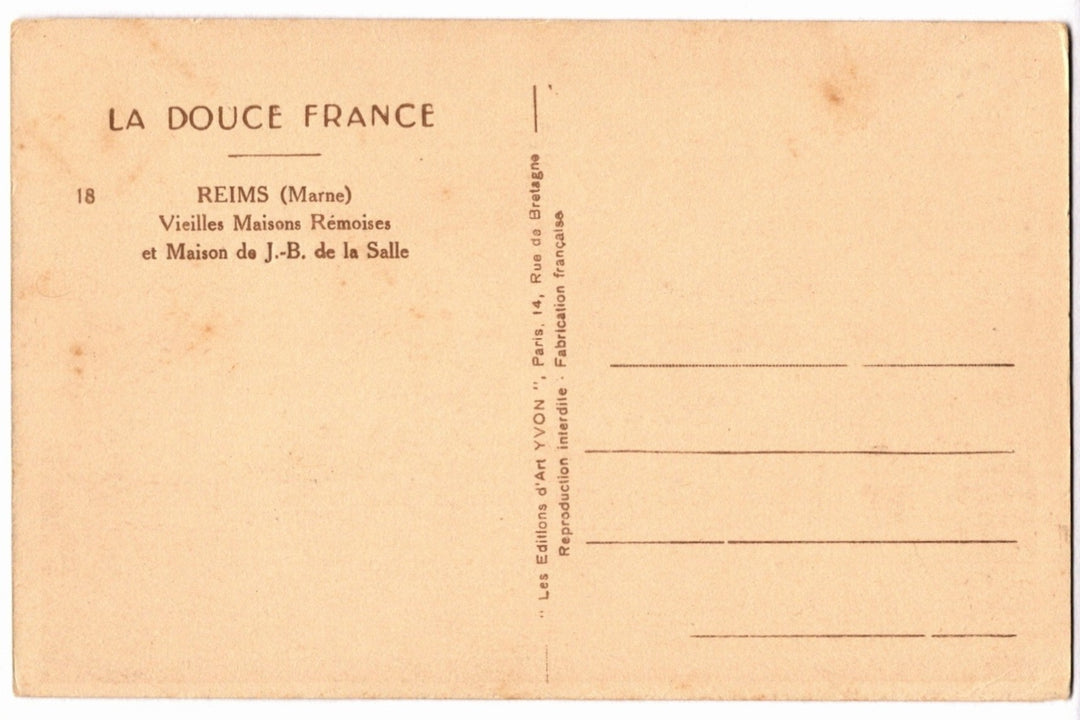 1920s Historic Houses, Biscuit Shop Reims France Vintage Postcard