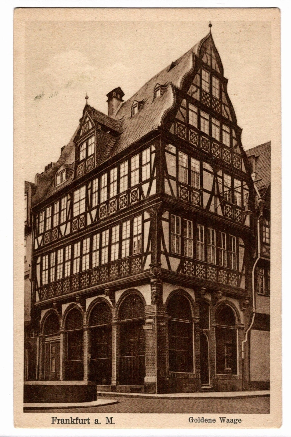 1920s House of the Golden Scales Frankfurt Germany Vintage Postcard.