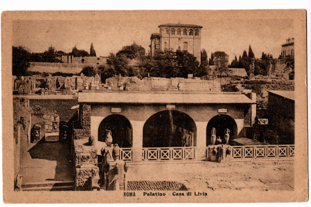 1920s House of Livia, Palatine Hill Rome Italy Vintage Postcard.