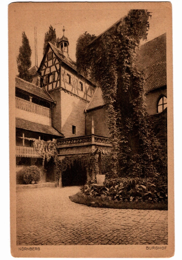 1920s Nuremberg Castle Burghof Germany Vintage Postcard.
