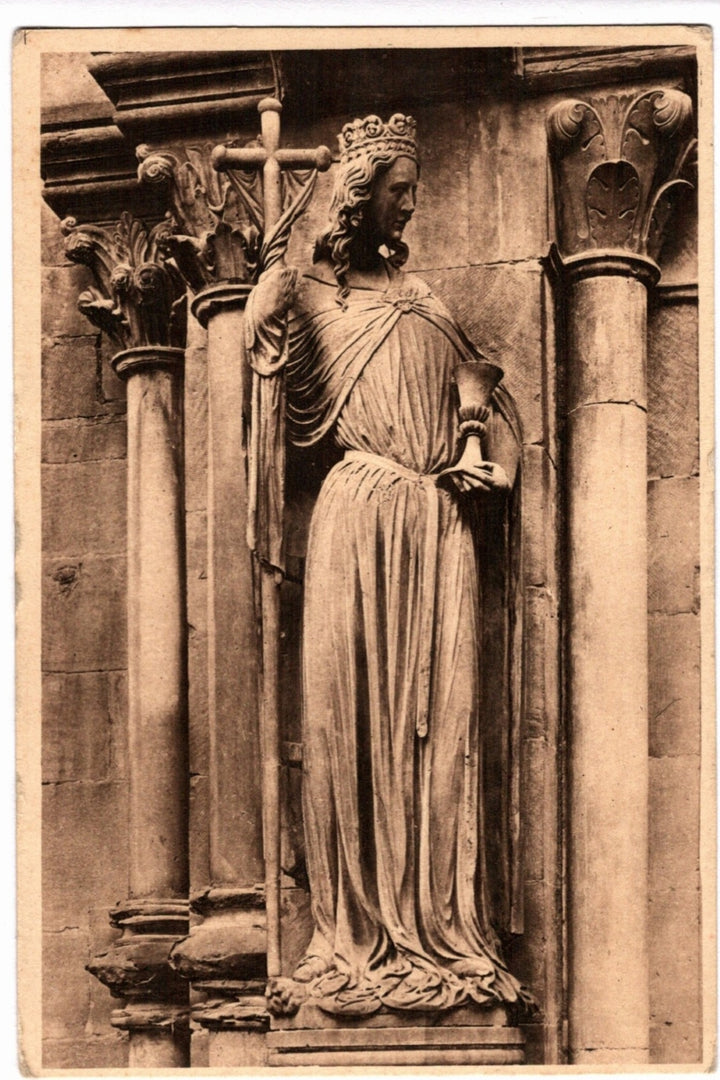 1920s Ecclesia Statue Strasbourg Cathedral France Vintage Postcard.