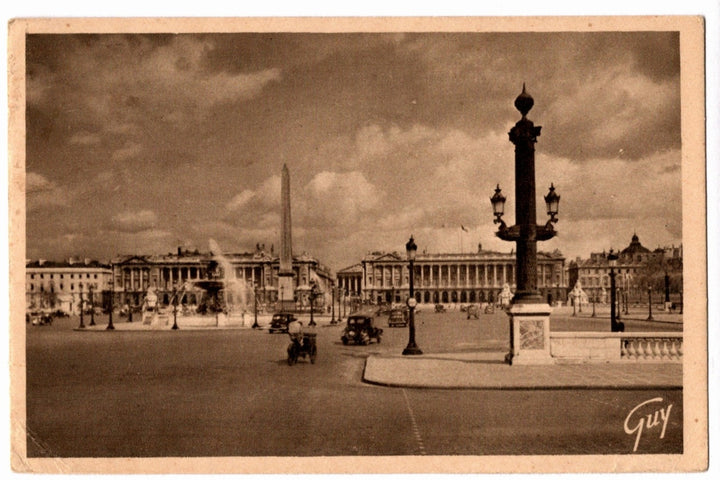 1950s Place de la Concorde Paris France Vintage Postcard.
