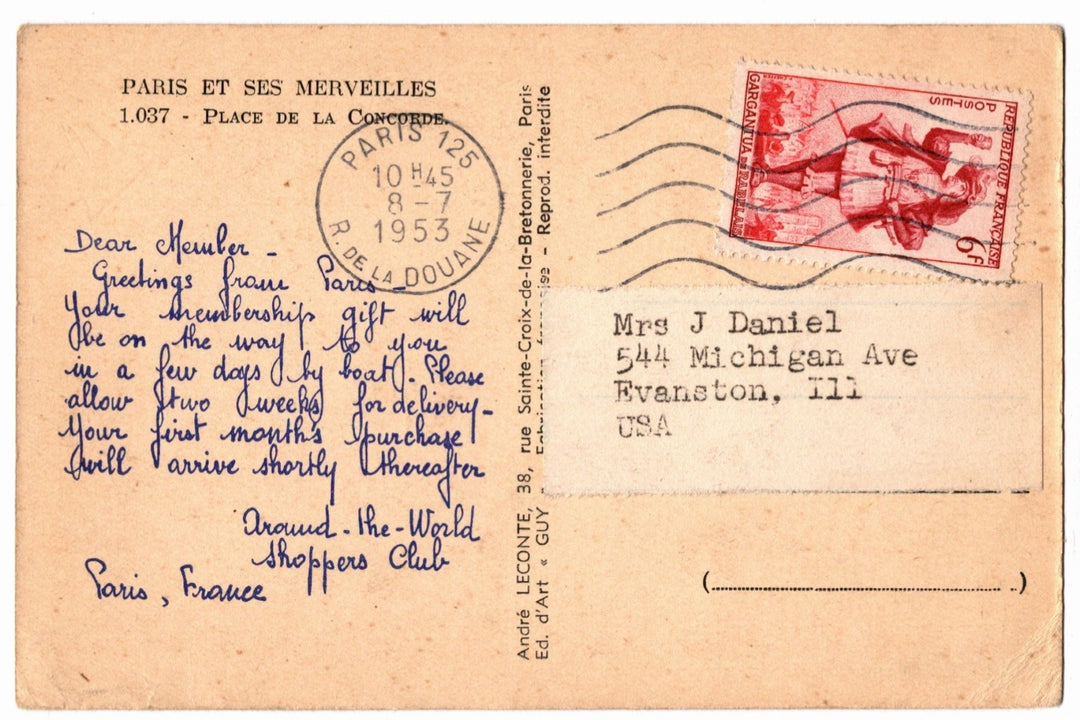 1950s Place de la Concorde Paris France Vintage Postcard