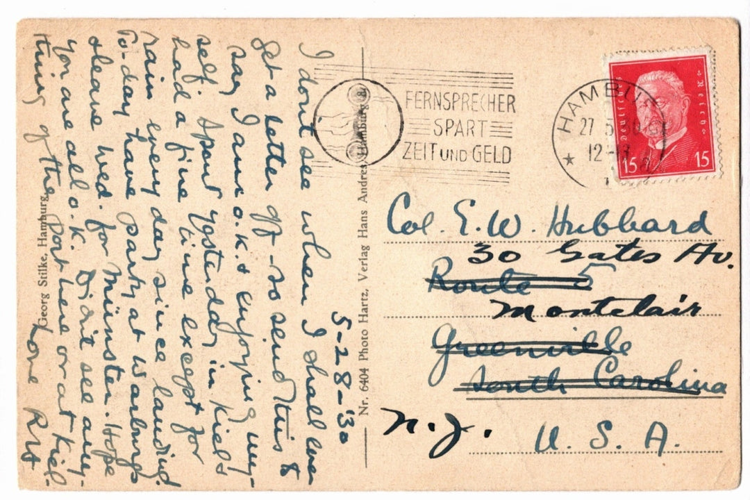 1930s Hamburg Harbor, Landungsbrücken Germany Vintage Postcard