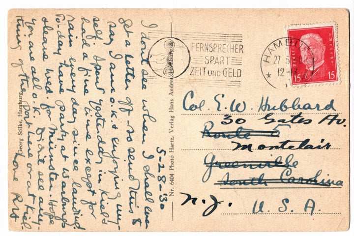 1930s Hamburg Harbor, Landungsbrücken Germany Vintage Postcard