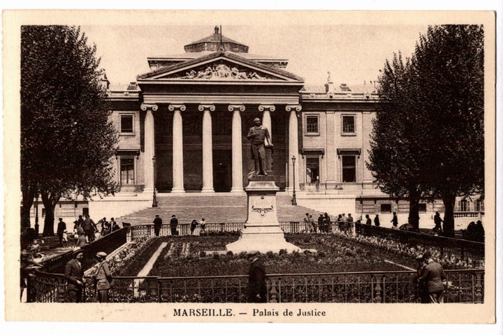 1920s Place Monthyon Marseille France Vintage Postcard, Palais de Justice.