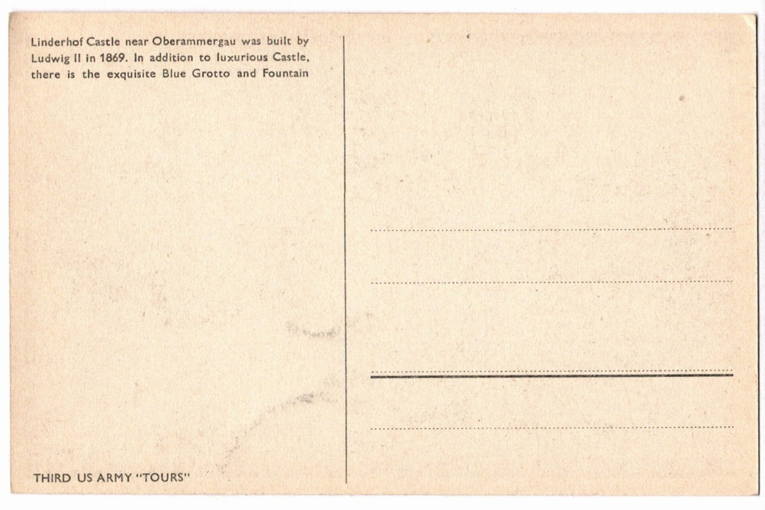 1940s Linderhof Castle, Oberammergau Germany Vintage Postcard
