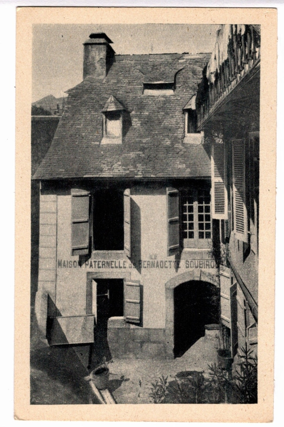  1940s Saint Bernadette Paternal Home Lourdes Vintage Postcard.