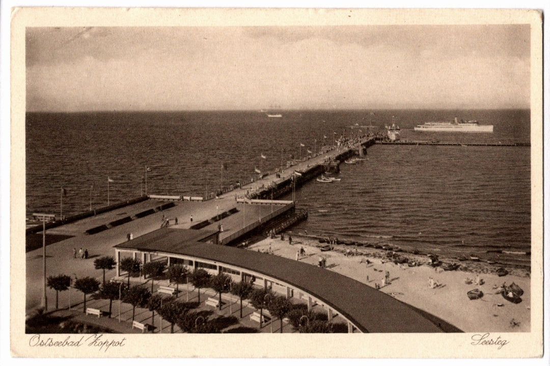  1930s Ostseebad Sopot Pier Poland Vintage Postcard.