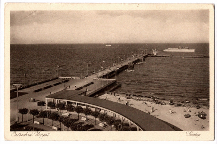  1930s Ostseebad Sopot Pier Poland Vintage Postcard.