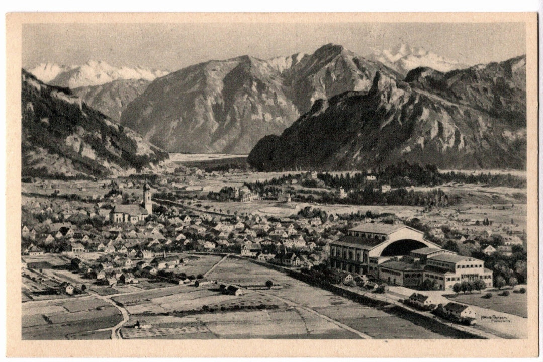 1940s Oberammergau Village Germany Vintage Postcar, Third US Army "Tours".