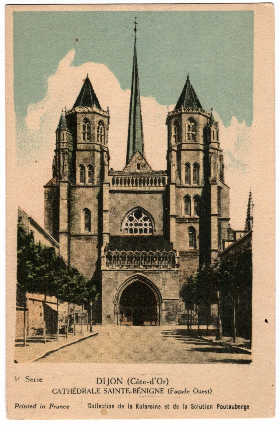 1920 Dijon Cathedral France Educational Trade Card.