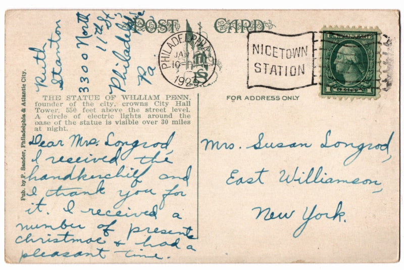 Back of postcard.