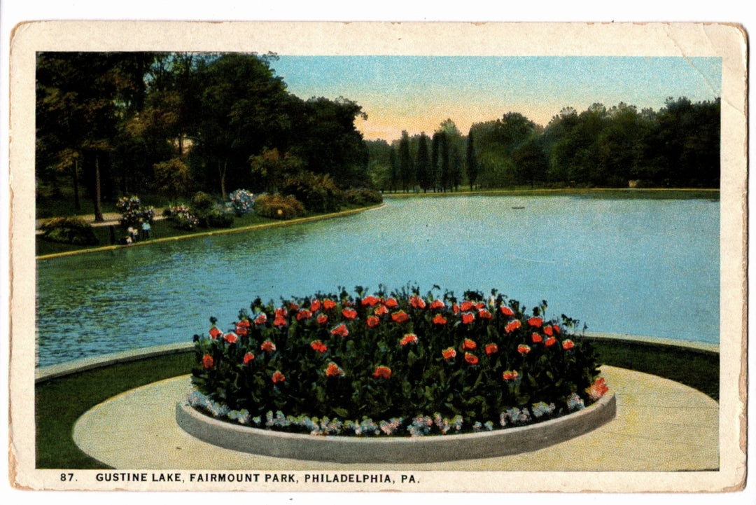 1922 Gustine Lake Fairmount Park Philadelphia PA Vintage Postcard.