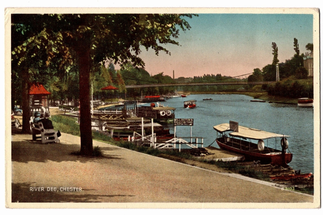  1914 River Dee, Queen's Park Chester England Vintage Postcard.