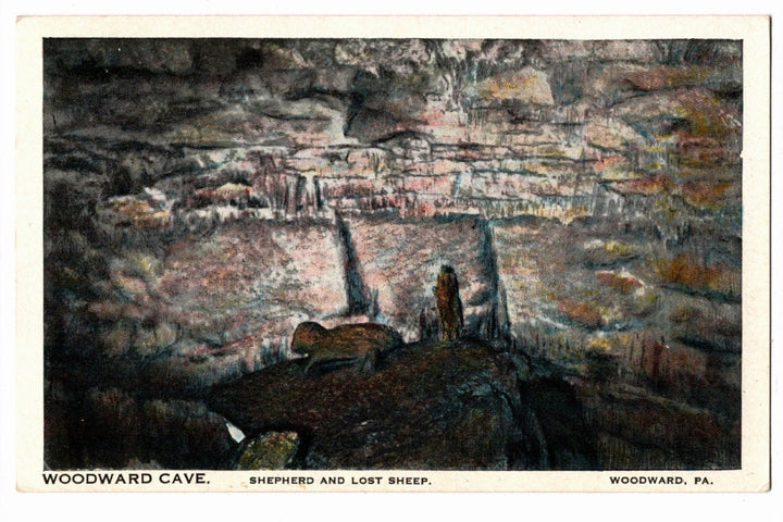 1928 Woodward Cave Shepherd and Lost Sheep Vintage Postcard