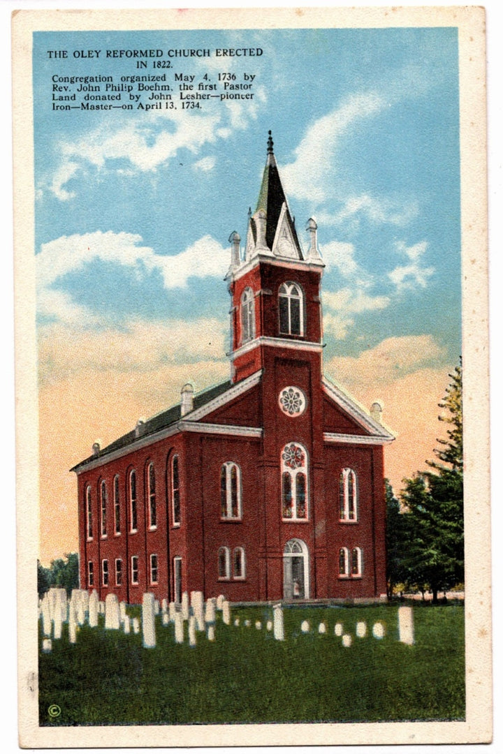 1941 Oley Reformed Church Spangsville Pennsylvania Vintage Postcard.