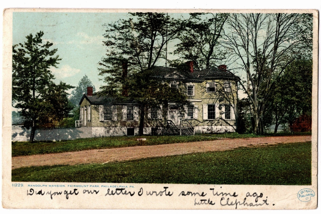 1908 Randolph Mansion Philadelphia PA Vintage Postcard, Fairmount Park.